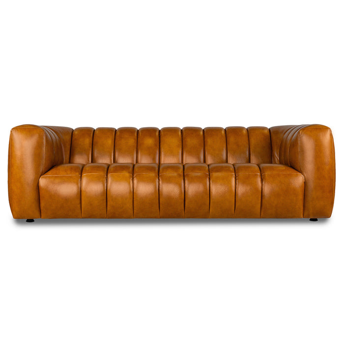 Maverik Genuine Cognac Leather Couch