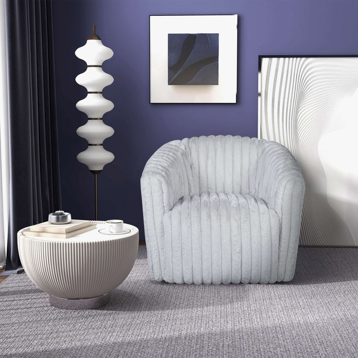 Mira Light Grey Soft Plush Fabric Swivel Chair