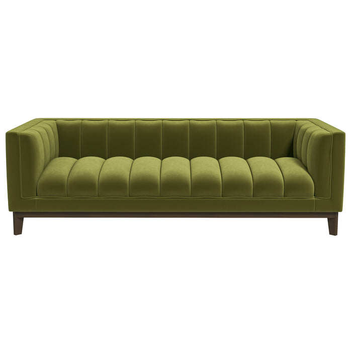 Melissa Mid-Century Green Velvet Modern Sofa