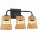 Moonlit Three Lights Wall Sconce With Rattan Shade, Bathroom Lighting Fixtures Over Mirror