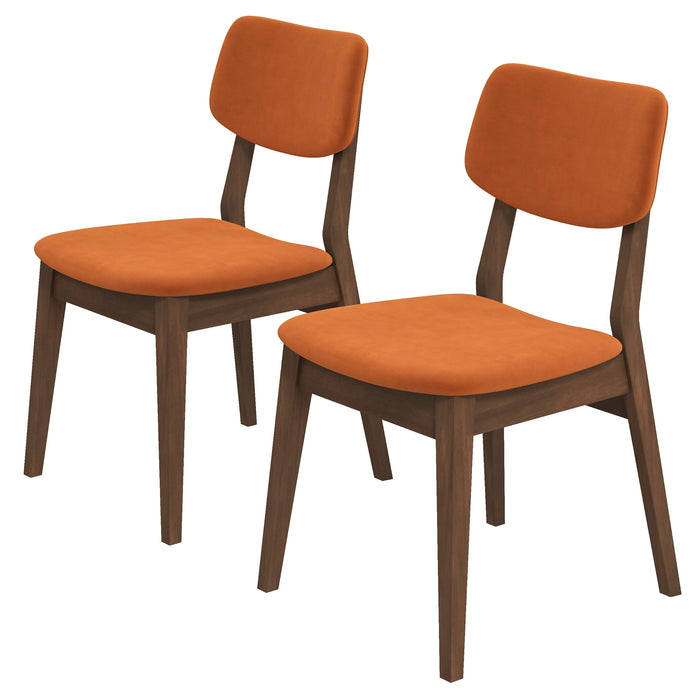 Burnt Orange Velvet Solid Back Side Chair (Set Of 2)