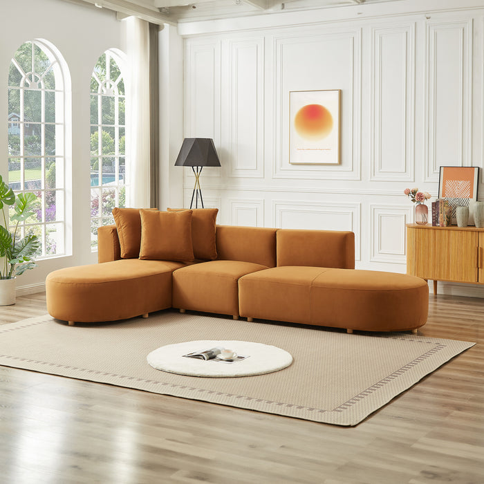 Orby  Velvet Sectional Sofa Left Facing