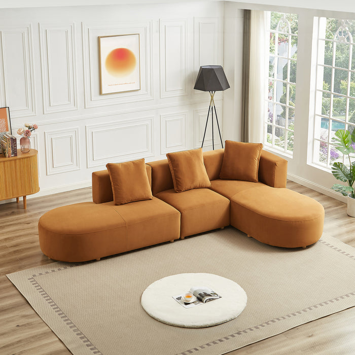 Orby  Velvet Sectional Sofa Right Facing