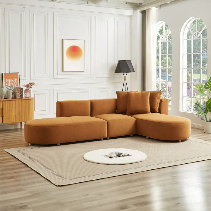 Orby  Velvet Sectional Sofa Right Facing