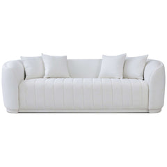 Markus Mid Century Modern Luxury Tight Back Boucle Couch in White