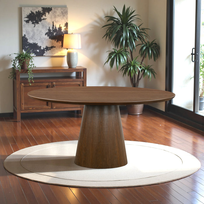 Palamades Round Solid Wood Walnut Dining Table - Large