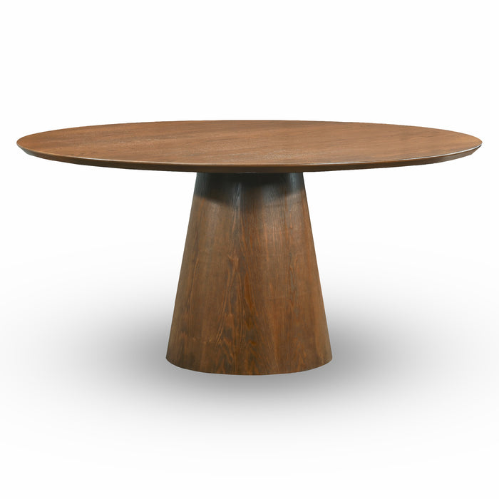 Palamades Round Solid Wood Walnut Dining Table - Large