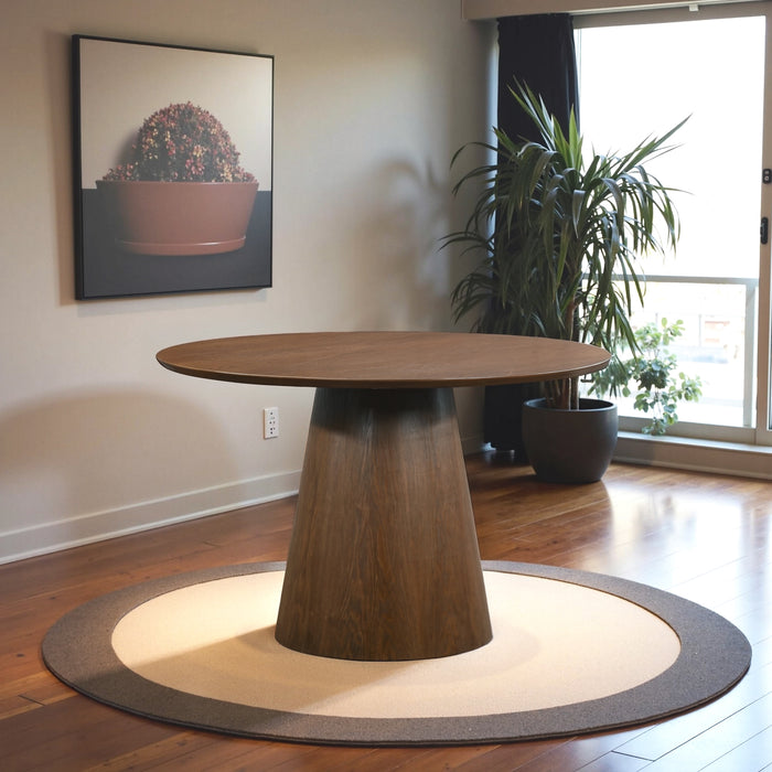 Palamades Round Solid Wood Walnut Dining Table - Small