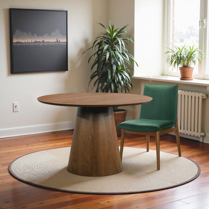 Palamades Round Solid Wood Walnut Dining Table - Small