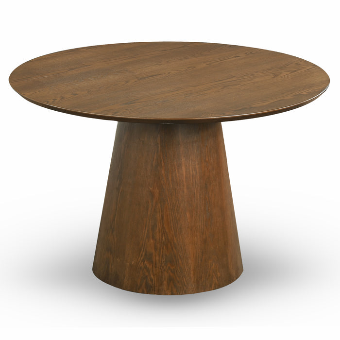 Palamades Round Solid Wood Walnut Dining Table - Small