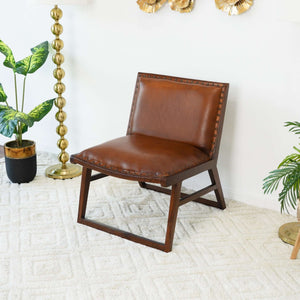 Marquis  Mid-Century Modern Genuine Leather Lounge Chair