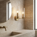 Regal Double Light Vanity | Satin Brass & Clear Ribbed Glass