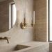 Regal Double Light Vanity | Satin Brass & Clear Ribbed Glass