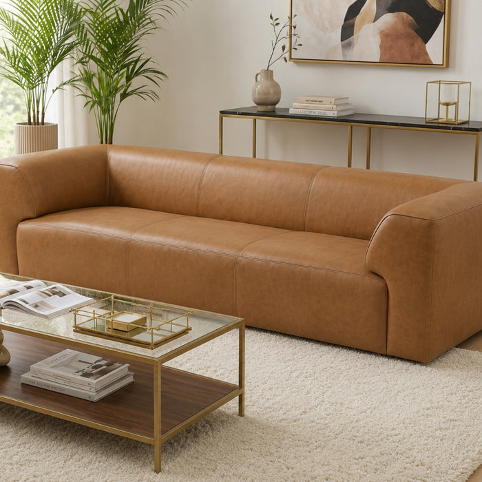 Rialto Minimalist Top-grain Buffalo Leather Sofa with Ergonomic Back and Plush Seating | Ashcroft Imports Furniture