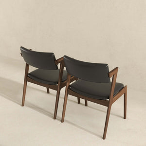 Edwin Mid Century Modern  Black Vegan Leather Dining Chair (Set of 2)