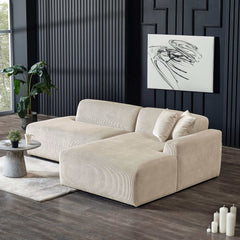 Doxtor Mid-Century Modern Symmetrical Right Sectional Velvet Sofa In Cream