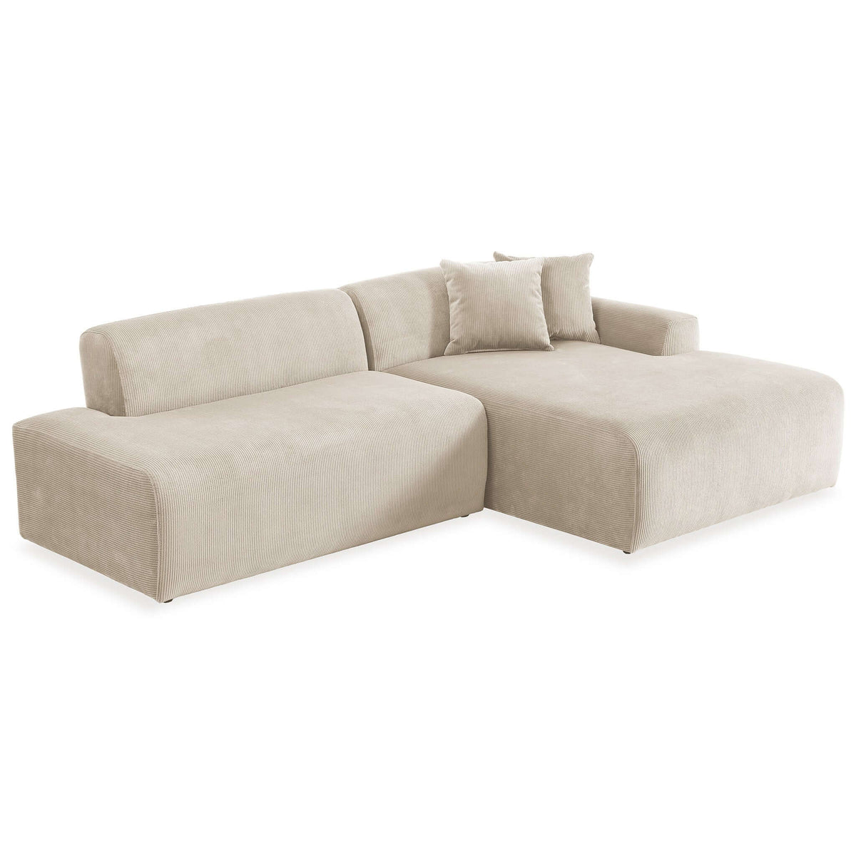 Doxtor Mid-Century Modern Symmetrical Right Sectional Velvet Sofa In Cream