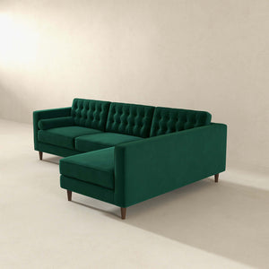 Christian Mid-Century Modern Green Velvet Sectional Sofa