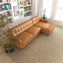 Allison Tan Leather Sectional Sofa Chaise