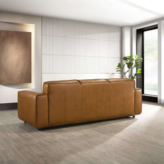 Hanky Mid-Century Modern Geniune  Tan Leather Sofa