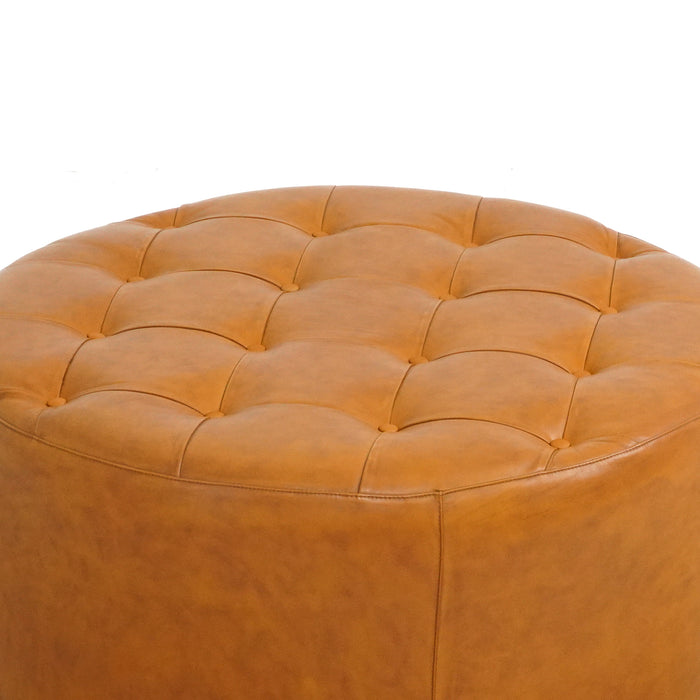Seletar Tan Leather Ottoman
