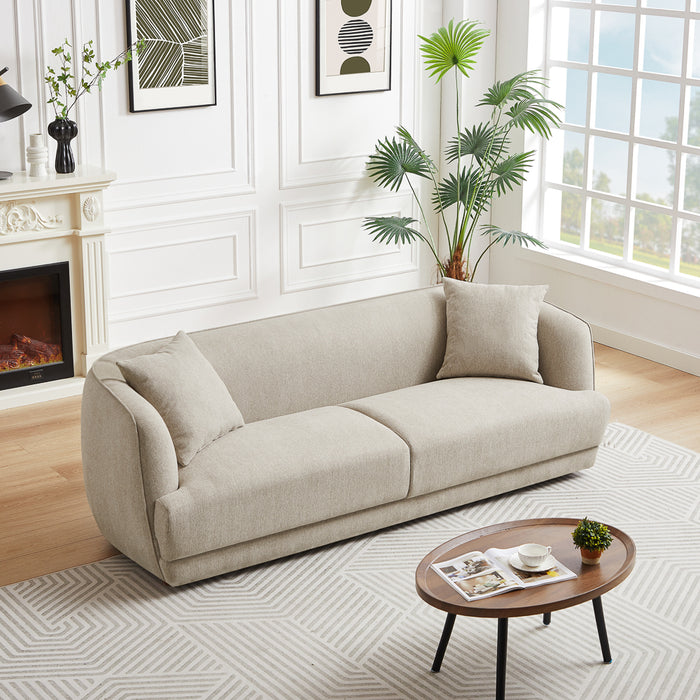 Stanmer Living Room Luxury Fabric Linen Couch in Cream