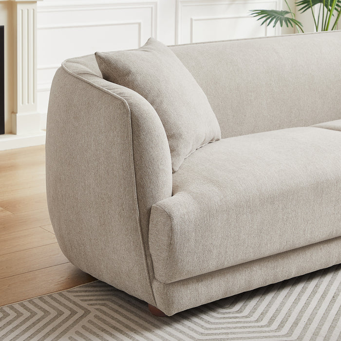 Stanmer Living Room Luxury Fabric Linen Couch in Cream