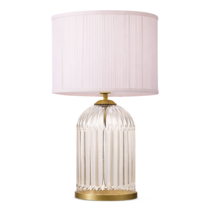 Nebulis Table Lamp | Gold Accents & Pink Pleated Shade