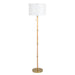 Stellar Wood & Rattan Floor Lamp | Gold Brass Accents &amp; White Linen Shade
