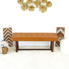 Cameron Tan Leather Bench