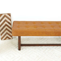 Cameron Tan Leather Bench