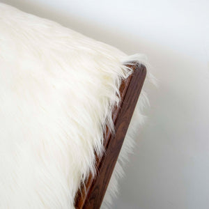 Haley Mid-Century Modern Furry Upholstered Lounge Chair in White