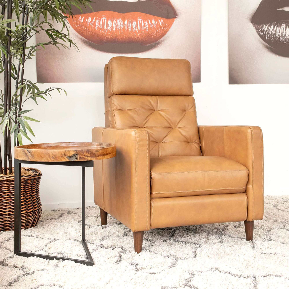 Grifin Mid Century Modern Leather Accent Chair