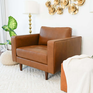 Catherine Leather Lounge Chair (Tan Leather)