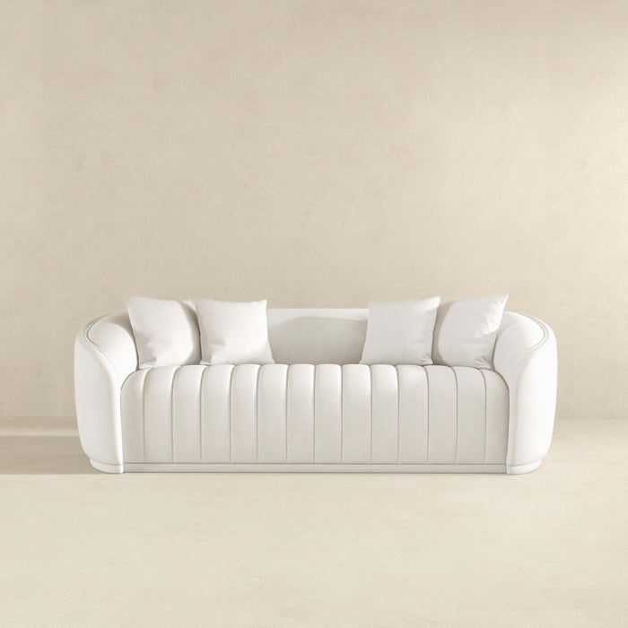 Markus Mid Century Modern Luxury Tight Back Boucle Couch In White