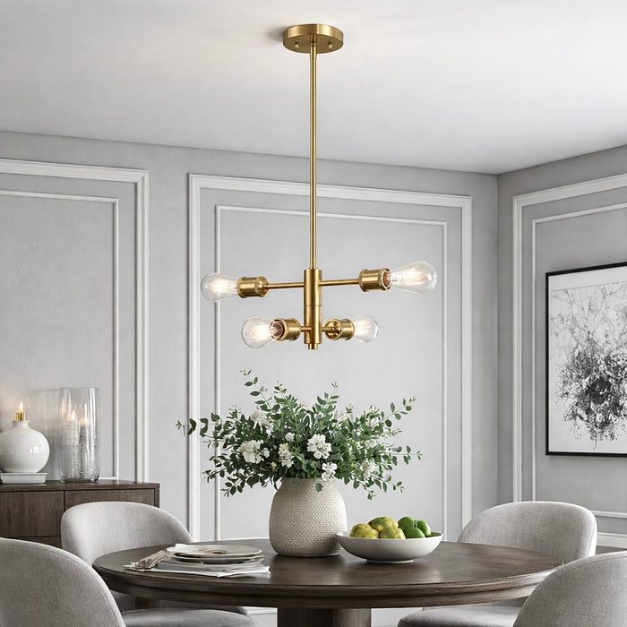 Trellis Four Lights Modern Gold Chandelier