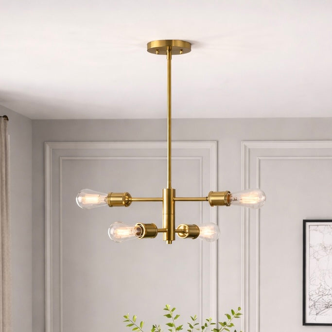 Trellis Four Lights Modern Gold Chandelier