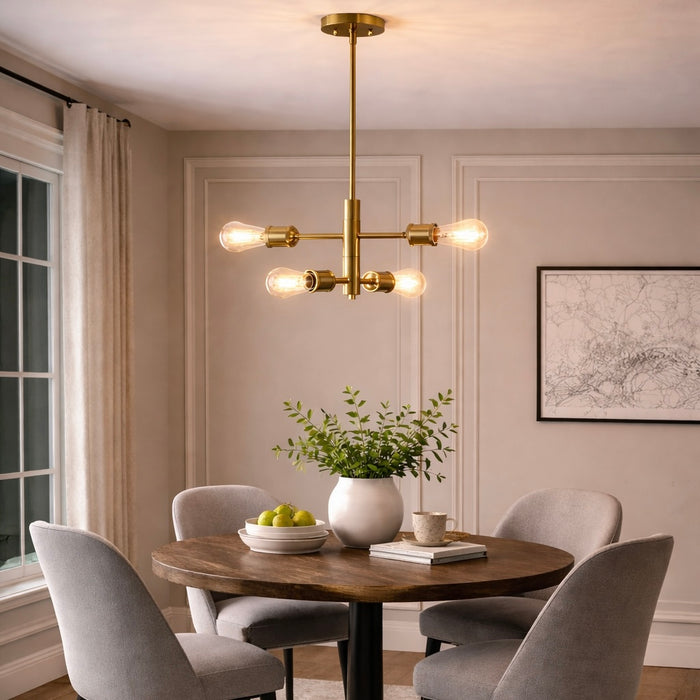 Trellis Four Lights Modern Gold Chandelier