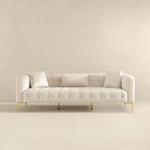 Alessandra Gold Plated Leg French Boucle Sofa in Cream