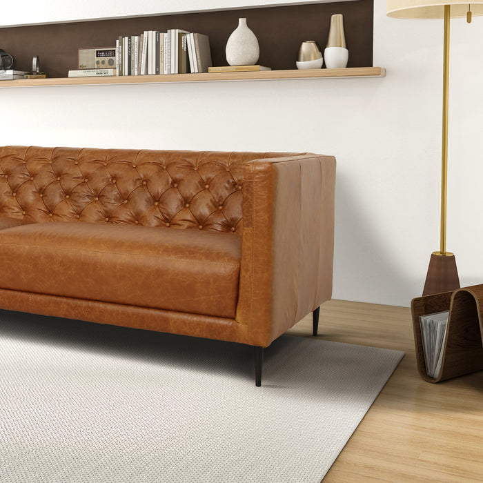 Vermont Waxy Cognac Leather Sofa