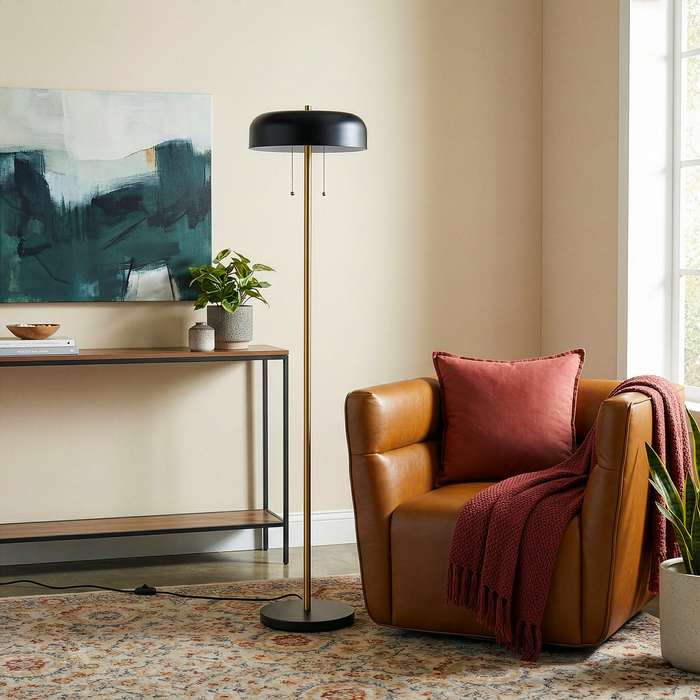 Vesper Floor Lamp | Black Outer and White Inner | Ashcroft mports Furniture