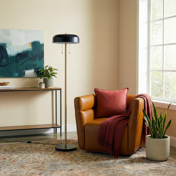Vesper Floor Lamp | Black Outer and White Inner | Ashcroft mports Furniture