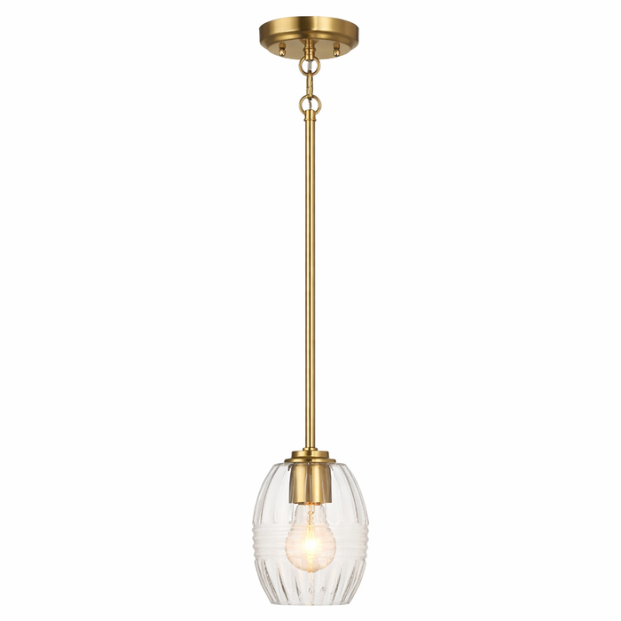 Vista Single Pendant Chain Hanging Light with Clear Glass - Satin Brass