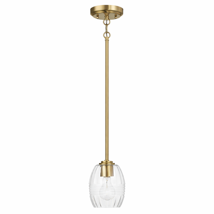 Vista Single Pendant Chain Hanging Light with Clear Glass - Satin Brass