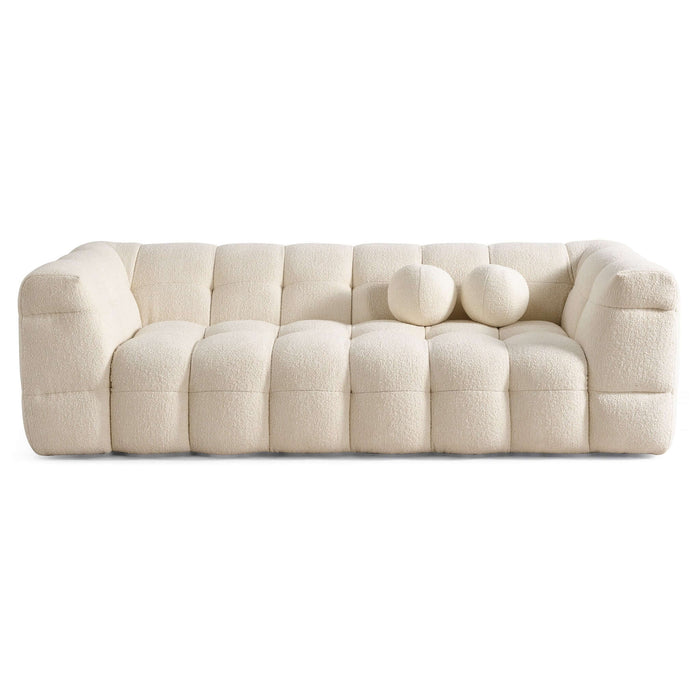 Alana Tufted Ivory Boucle Sofa