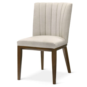 Almond Mid-Century Modern Upholstered  Beige Fabric Dining Chair (Set of 2)