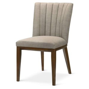 Almond Mid-Century Modern Upholstered  Mocha Fabric Dining Chair (Set of 2)