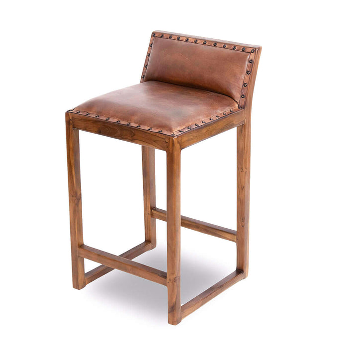 Gavin  25'' Solid Wood Genuine Leather Counter Stool