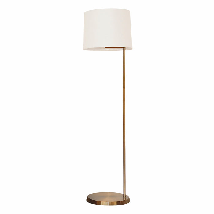 Zenith Offset Brass Base Floor Lamp with Drum-shaped Linen Shade