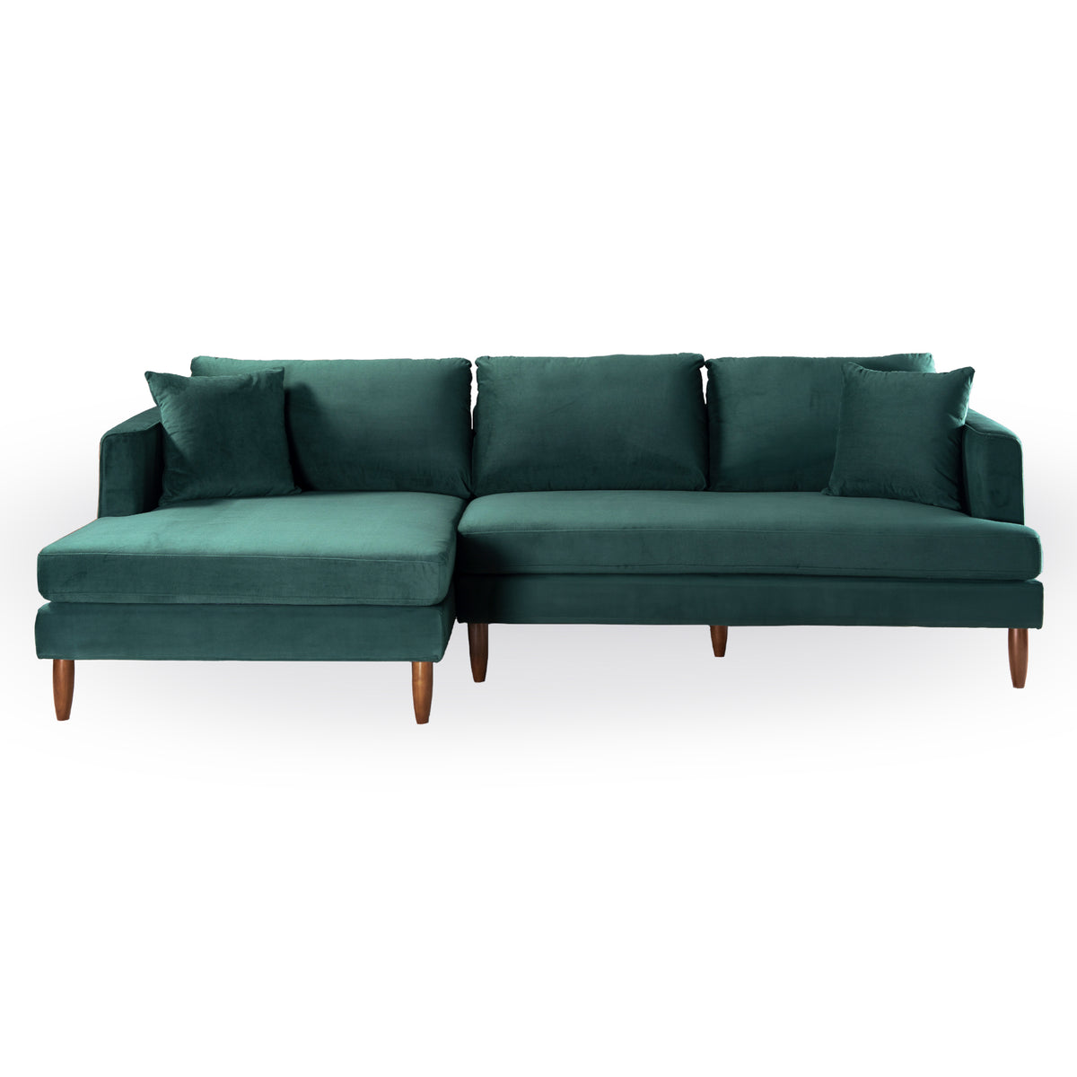 Blake L-Shaped Dark Green Velvet Sectional Sofa Left Facing ...